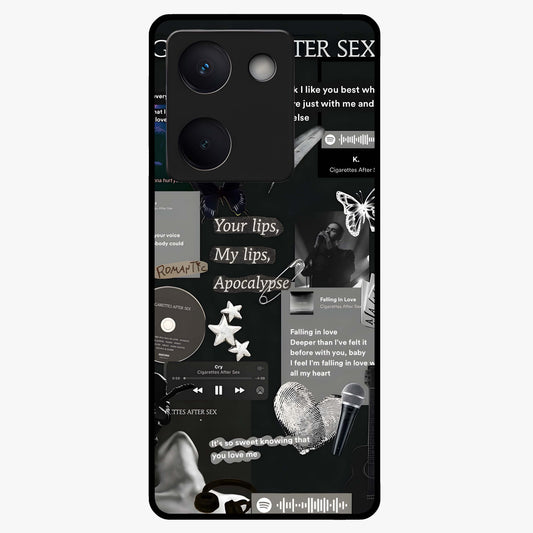 Midnight Love Echo Glass Case showing flat back view with romantic midnight themed artwork and glossy glass finish.