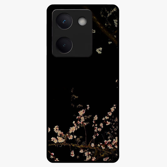 Petal Moon Light With Custom Name Glass Case showing flat back view with floral moonlight artwork and personalized name design.