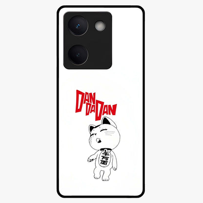 Playful Spirit Charm Glass Case showing flat back view with cheerful charm themed artwork and glossy glass finish.