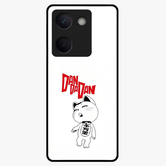 Playful Spirit Charm Glass Case showing flat back view with cheerful charm themed artwork and glossy glass finish.