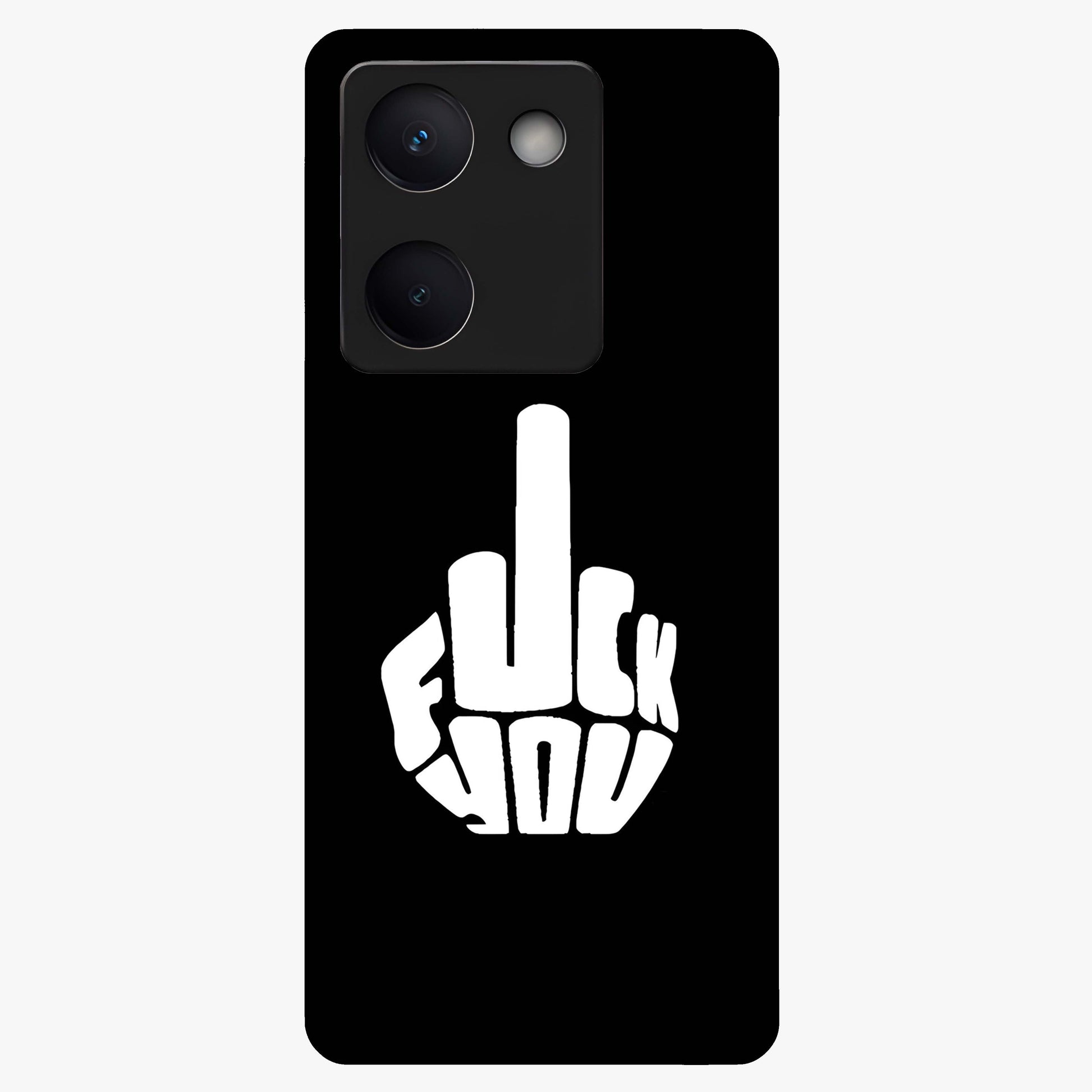 Rebel Mode On Glass Case showing flat back view with bold rebellious typography artwork and glossy glass finish.