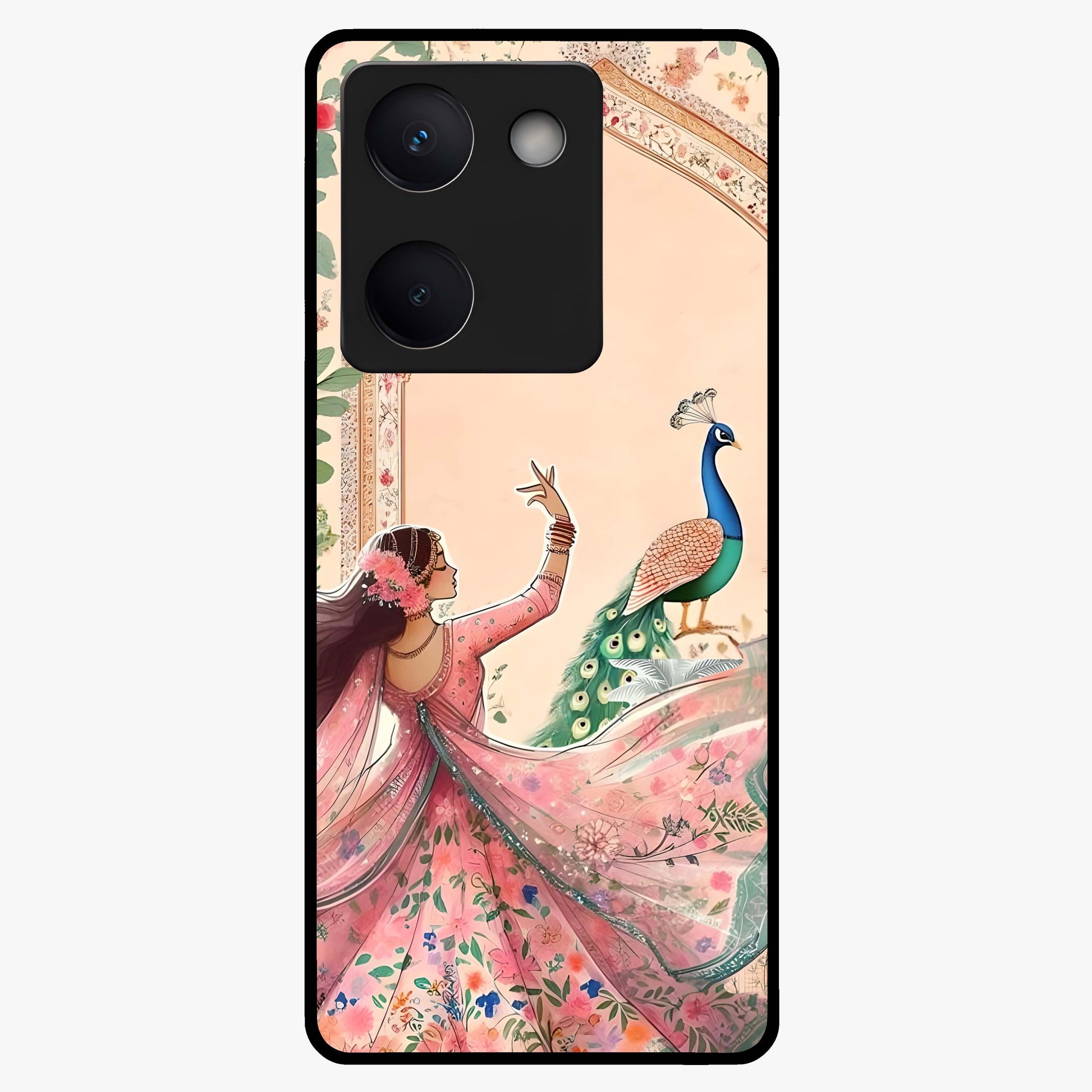 Royal Grace Muse Glass Case showing flat back view with elegant artistic artwork and glossy glass finish.