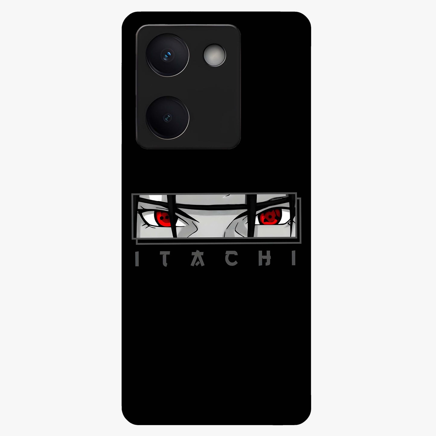 Scarlet Gaze Dominance Glass Case showing flat back view with striking red themed artwork and glossy glass finish.