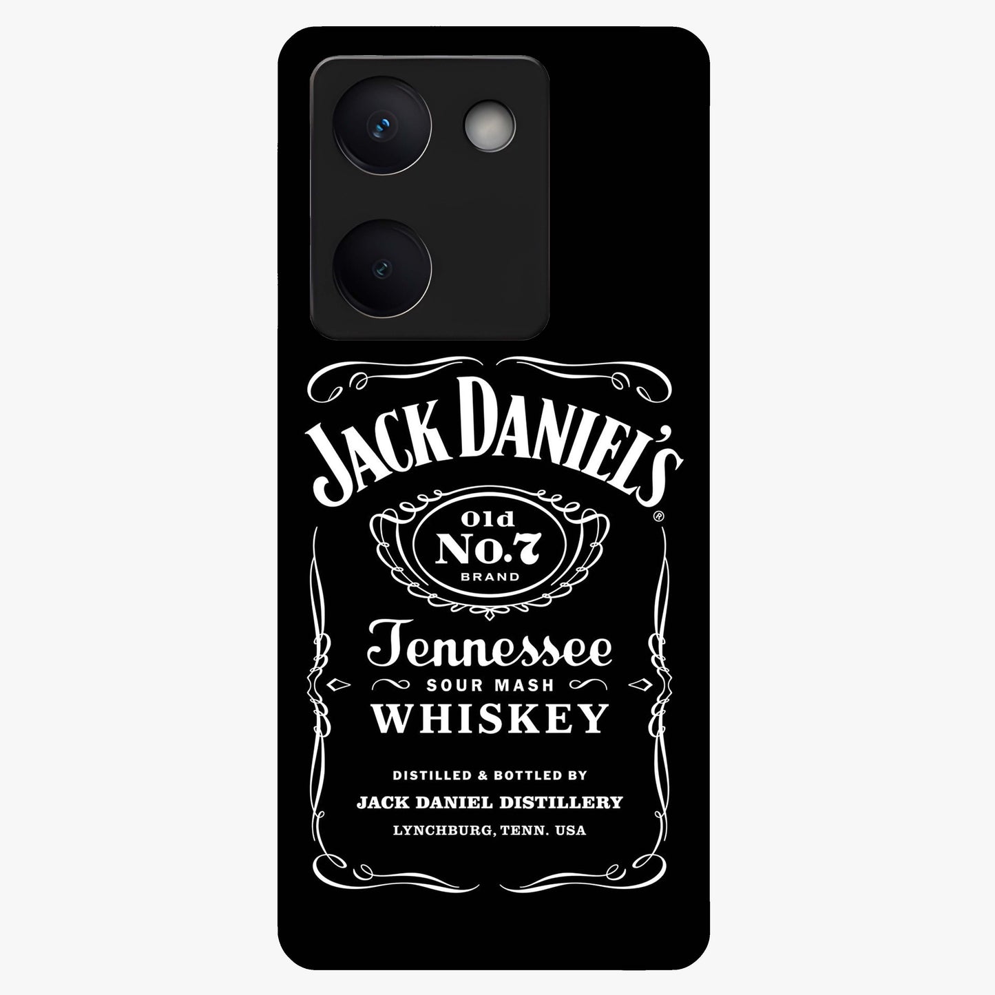 Vintage Whiskey Heritage Glass Case showing flat back view with classic whiskey inspired artwork and glossy glass finish.