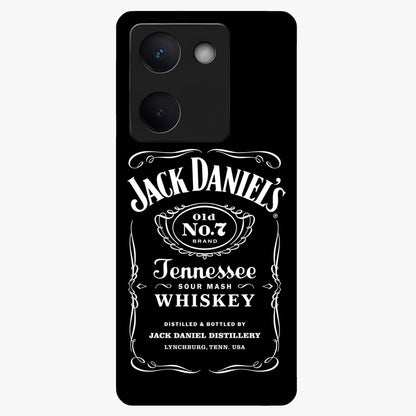Vintage Whiskey Heritage Glass Case showing flat back view with classic whiskey inspired artwork and glossy glass finish.