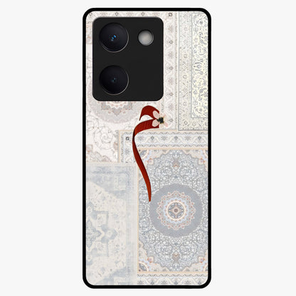 White Aesthetic Bow Glass Case showing flat back view with minimal bow artwork and glossy glass finish.