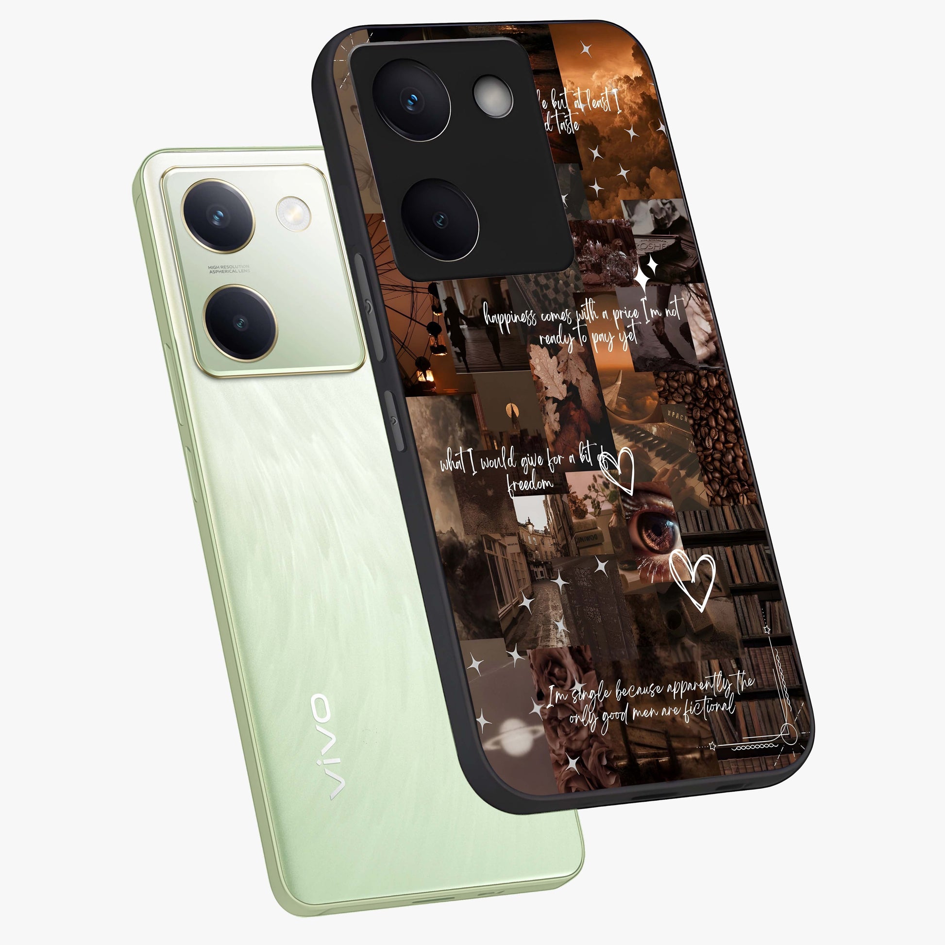 Bittersweet Aesthetic Chaos Glass Case displayed in angled mockup highlighting expressive abstract artwork and edgy aesthetic theme.