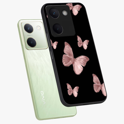 Butterfly Pattern Glass Case displayed in angled mockup highlighting delicate butterfly design and aesthetic pattern style.