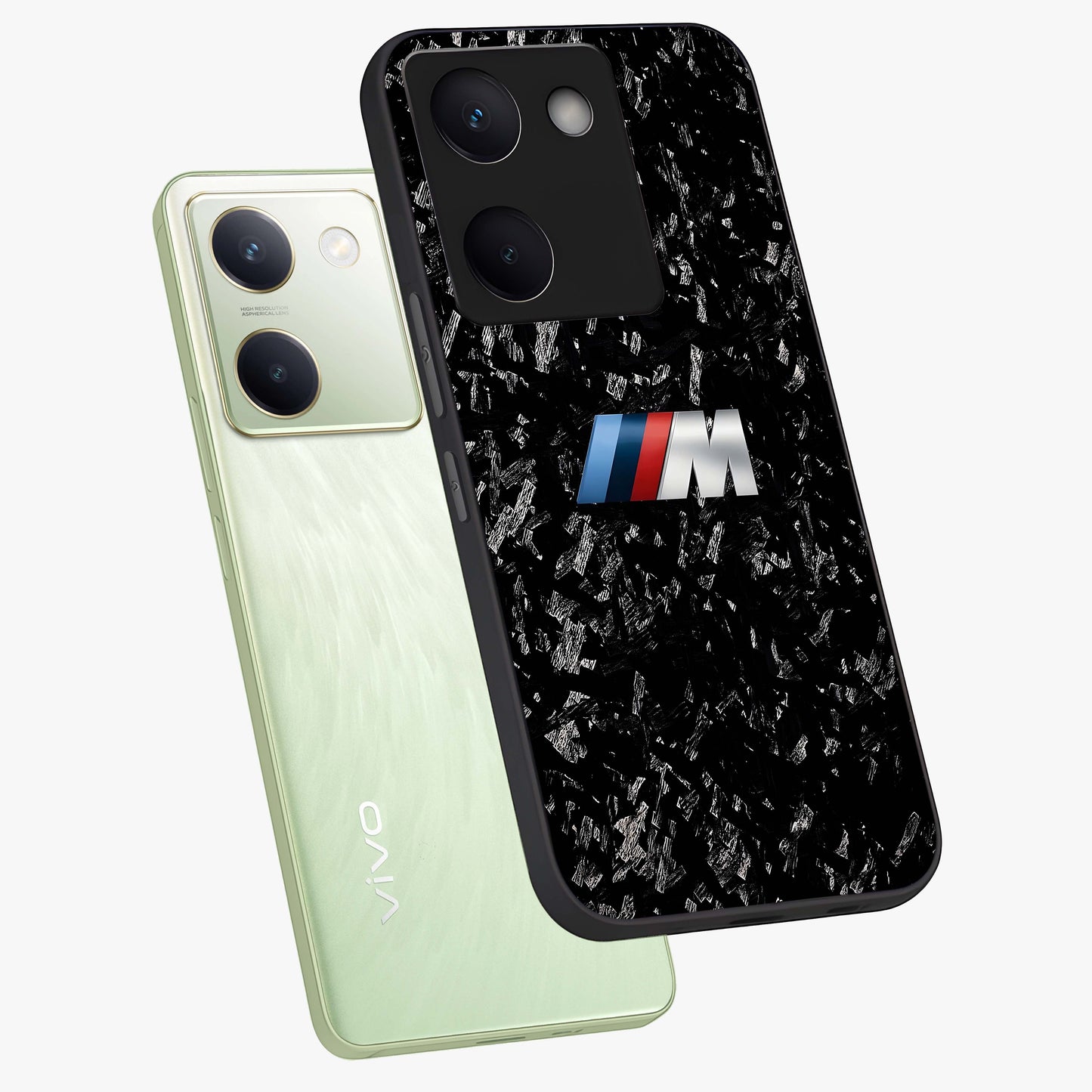 Carbon Speed Mark Glass Case displayed in angled mockup highlighting racing inspired carbon design and sleek aesthetic style.