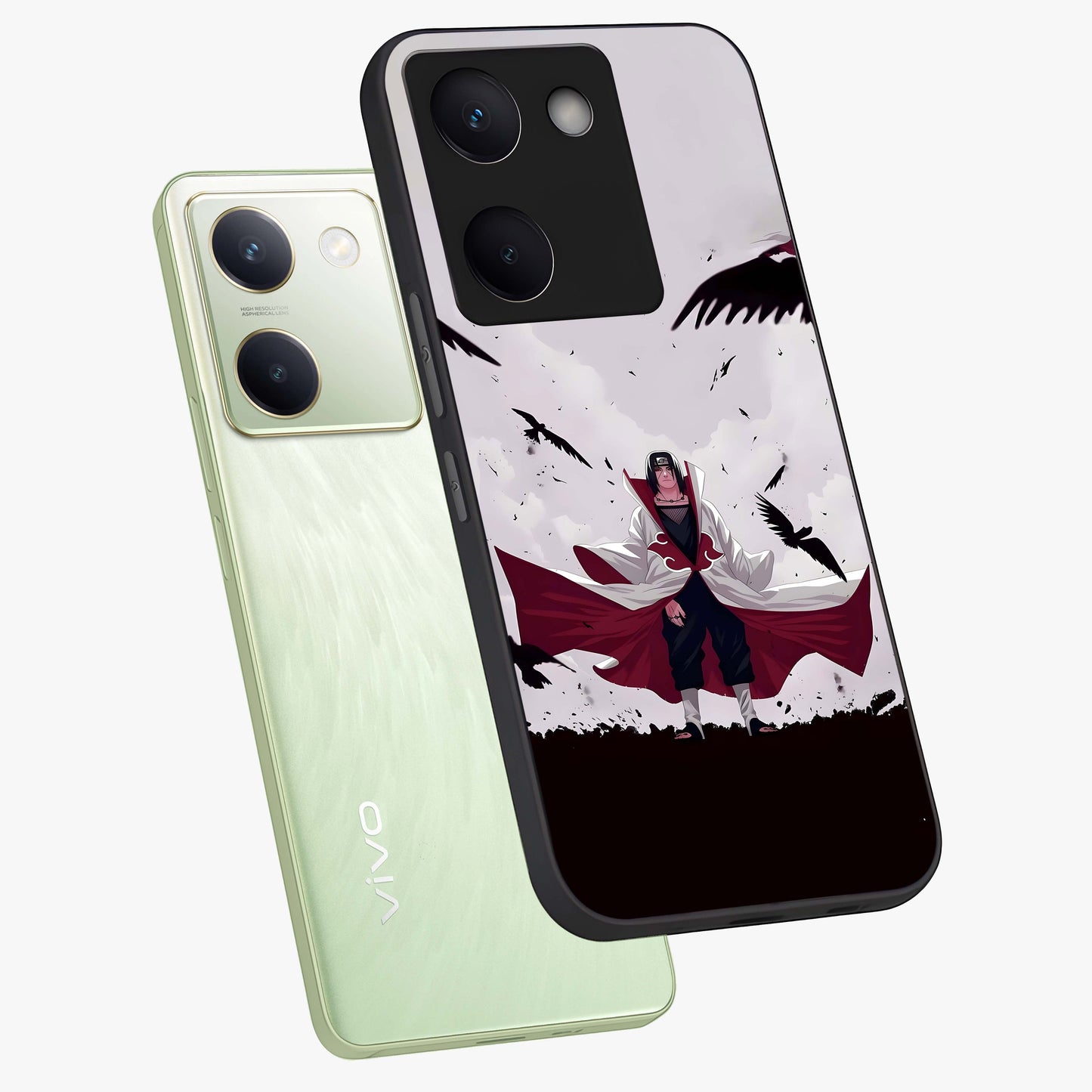 Crimson Crow Ascension Glass Case displayed in angled mockup highlighting powerful crow illustration with dark crimson aesthetic.