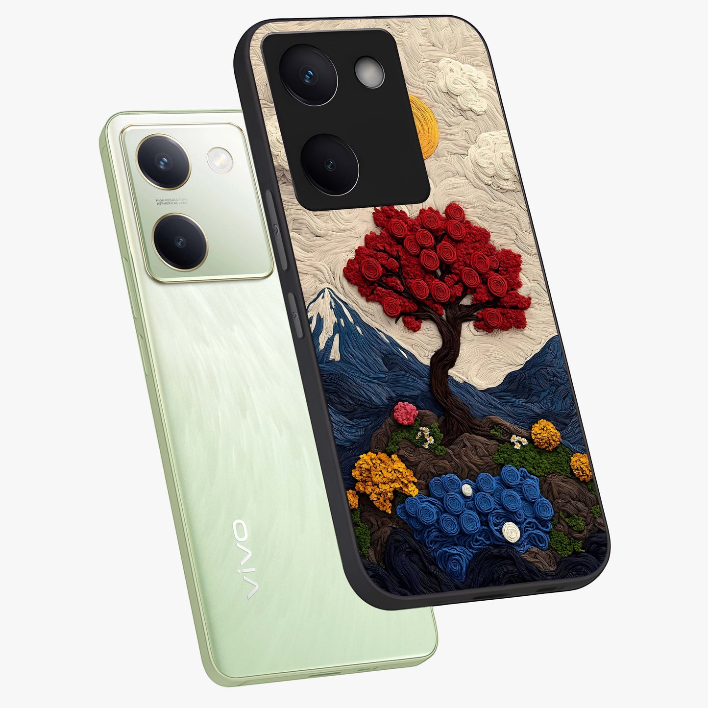 Eternal Nature Tapestry Glass Case displayed in angled mockup highlighting detailed botanical pattern with artistic aesthetic.