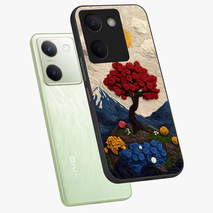 Eternal Nature Tapestry Glass Case displayed in angled mockup highlighting detailed botanical pattern with artistic aesthetic.