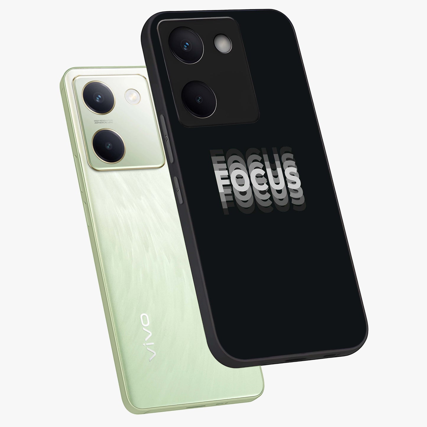 Focus Mode On Glass Case displayed in angled mockup highlighting clean minimal text artwork with modern aesthetic style.