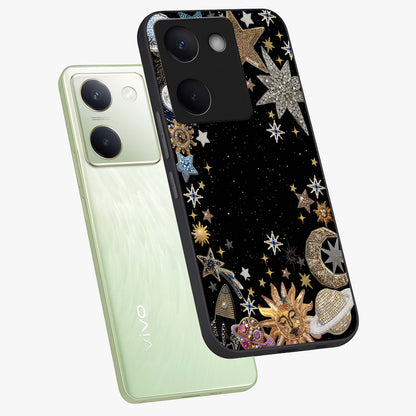 Galactic Jewel Stars Glass Case displayed in angled mockup highlighting shining celestial star design with cosmic aesthetic style.