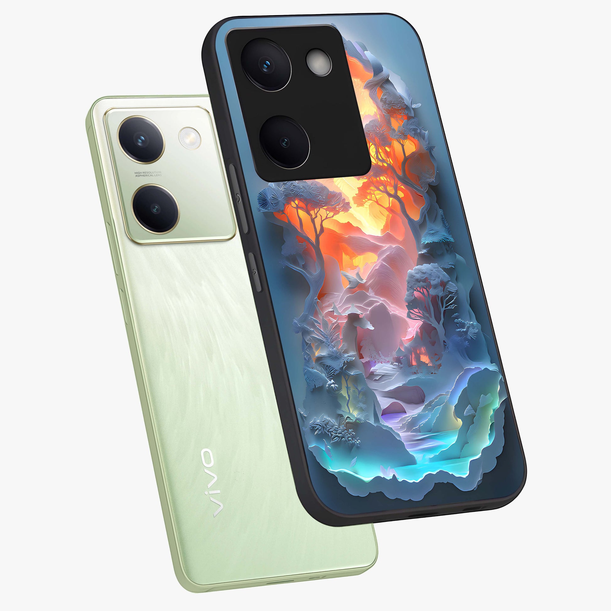 Glow Forest Portal Glass Case displayed in angled mockup highlighting mystical forest design with magical glowing aesthetic.