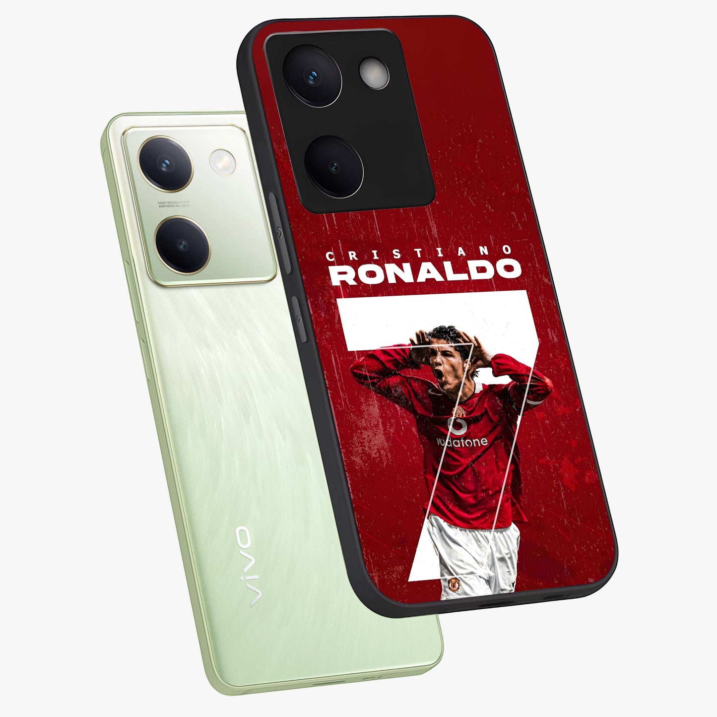 Goal Celebration Legacy Glass Case displayed in angled mockup highlighting energetic sports celebration design with bold athletic theme.