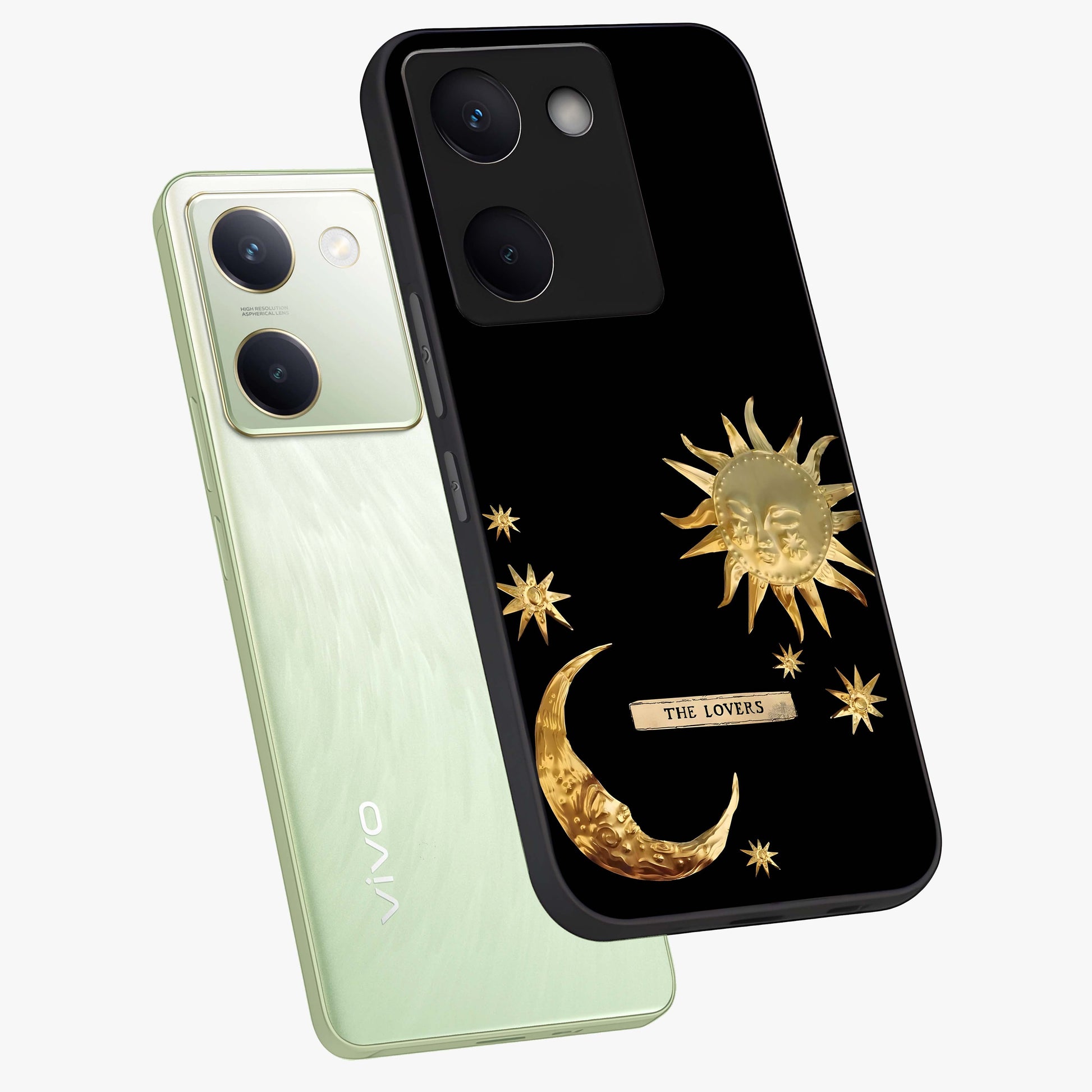 Gold Sun Blush Glass Case displayed in angled mockup highlighting radiant sun design with warm golden aesthetic.