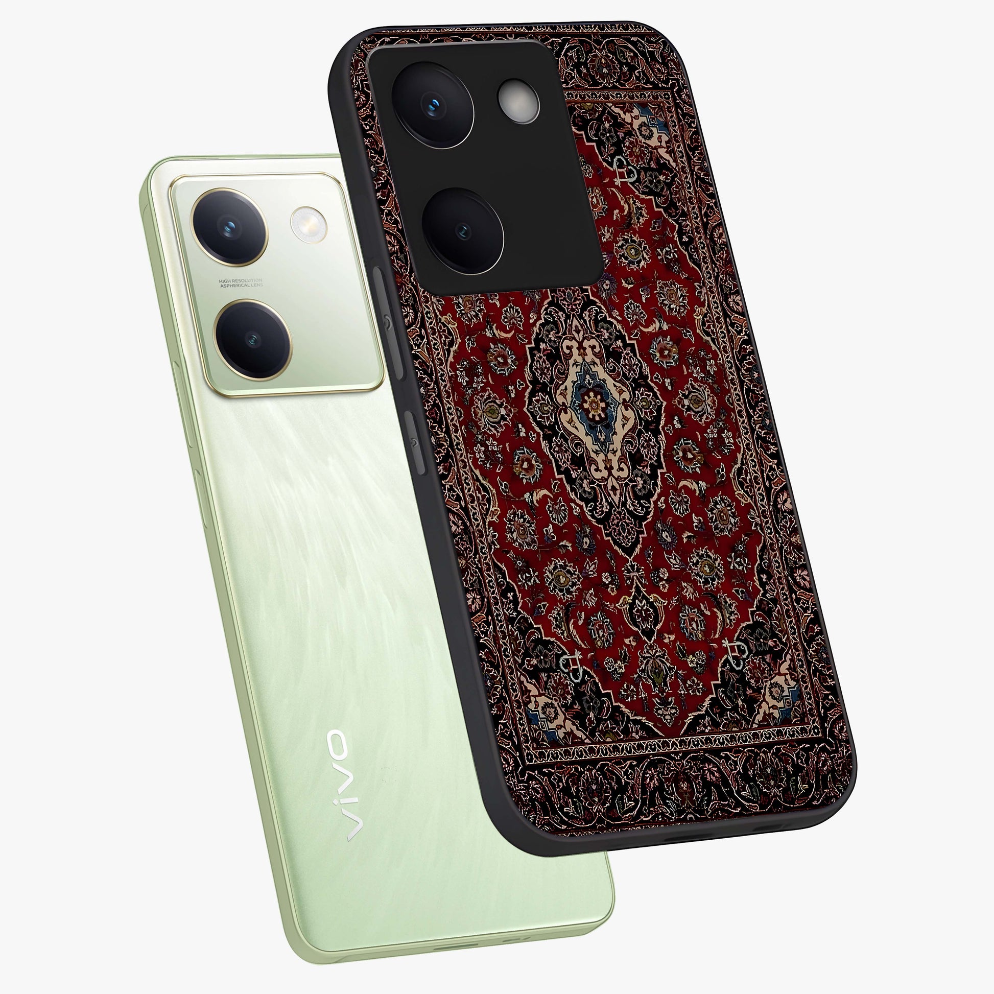 Heritage Carpet Royale Glass Case displayed in angled mockup highlighting intricate royal carpet design with heritage aesthetic.