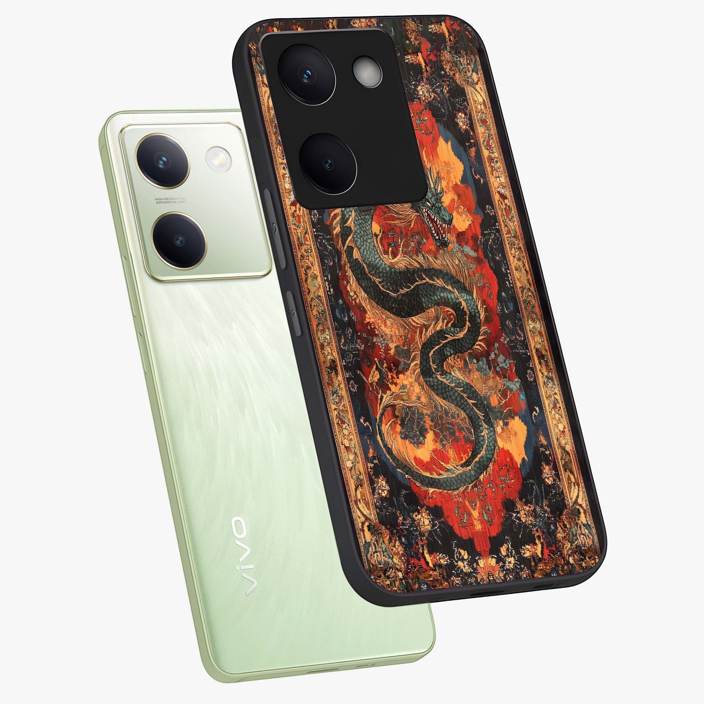 Inferno Dragon Soul Glass Case displayed in angled mockup highlighting powerful dragon illustration with inferno aesthetic.