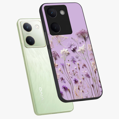 Lavender Blossom Dream Glass Case displayed in angled mockup highlighting dreamy lavender flower design with calming aesthetic style.
