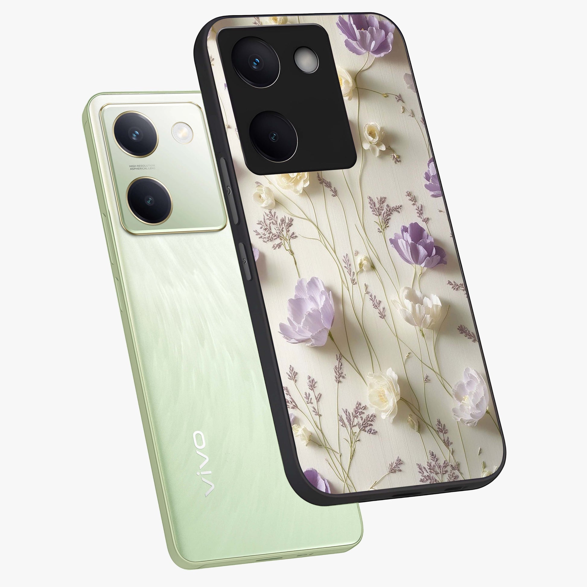 Lilac Breeze Harmony Glass Case displayed in angled mockup highlighting calm lilac breeze design with soothing aesthetic style.
