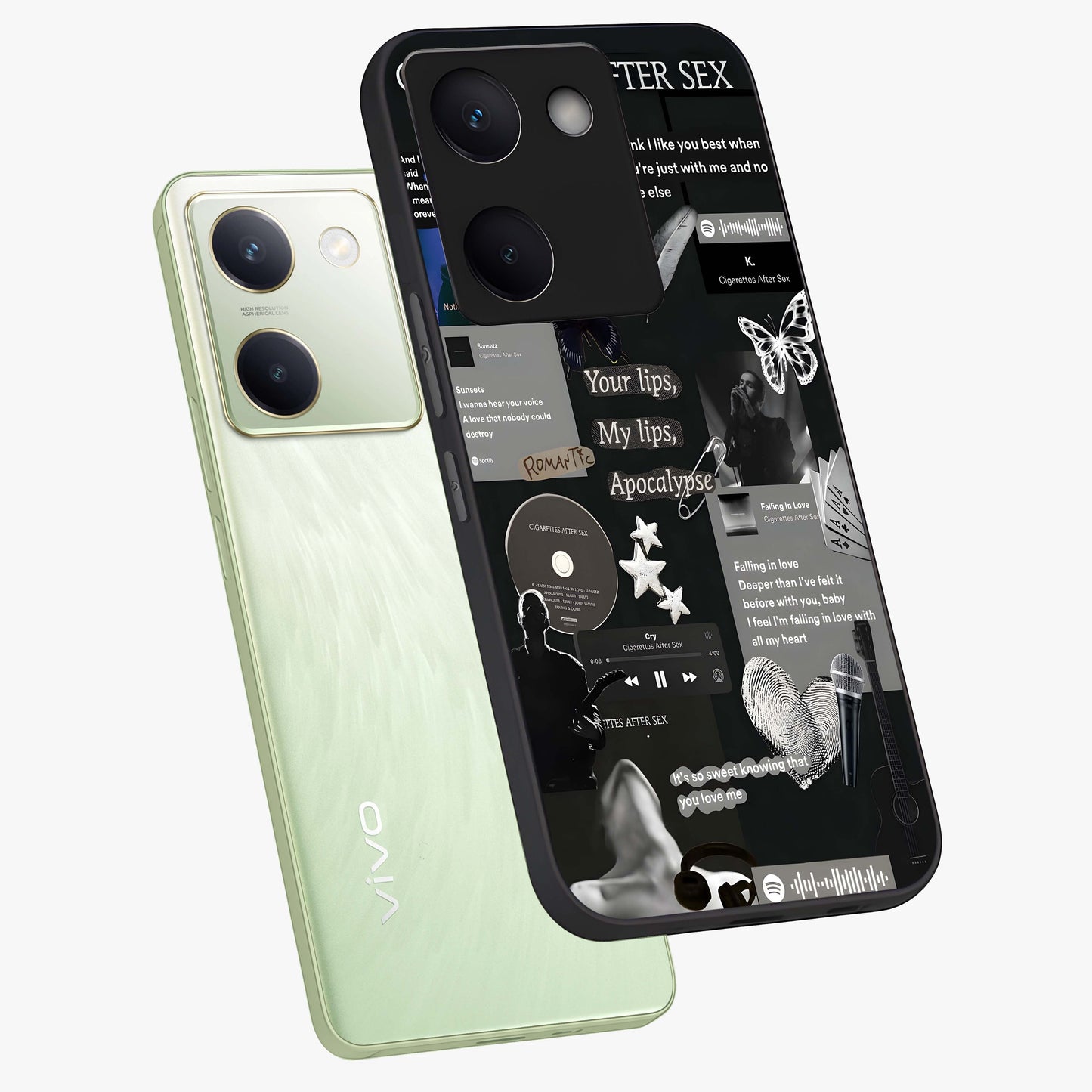 Midnight Love Echo Glass Case displayed in angled mockup highlighting elegant love inspired design with deep aesthetic style.