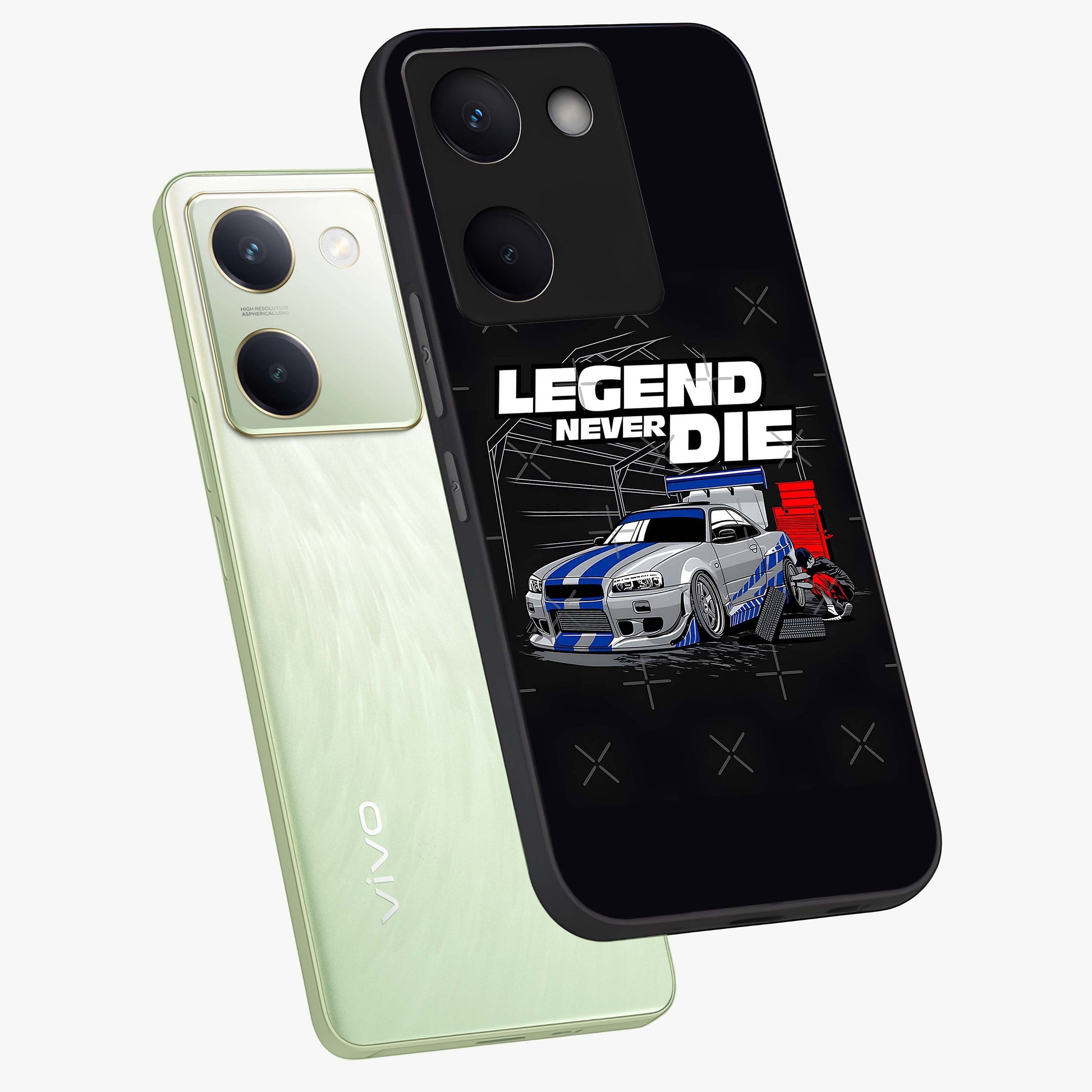 Midnight Racing Legacy Glass Case displayed in angled mockup highlighting dynamic automotive design with bold midnight aesthetic.