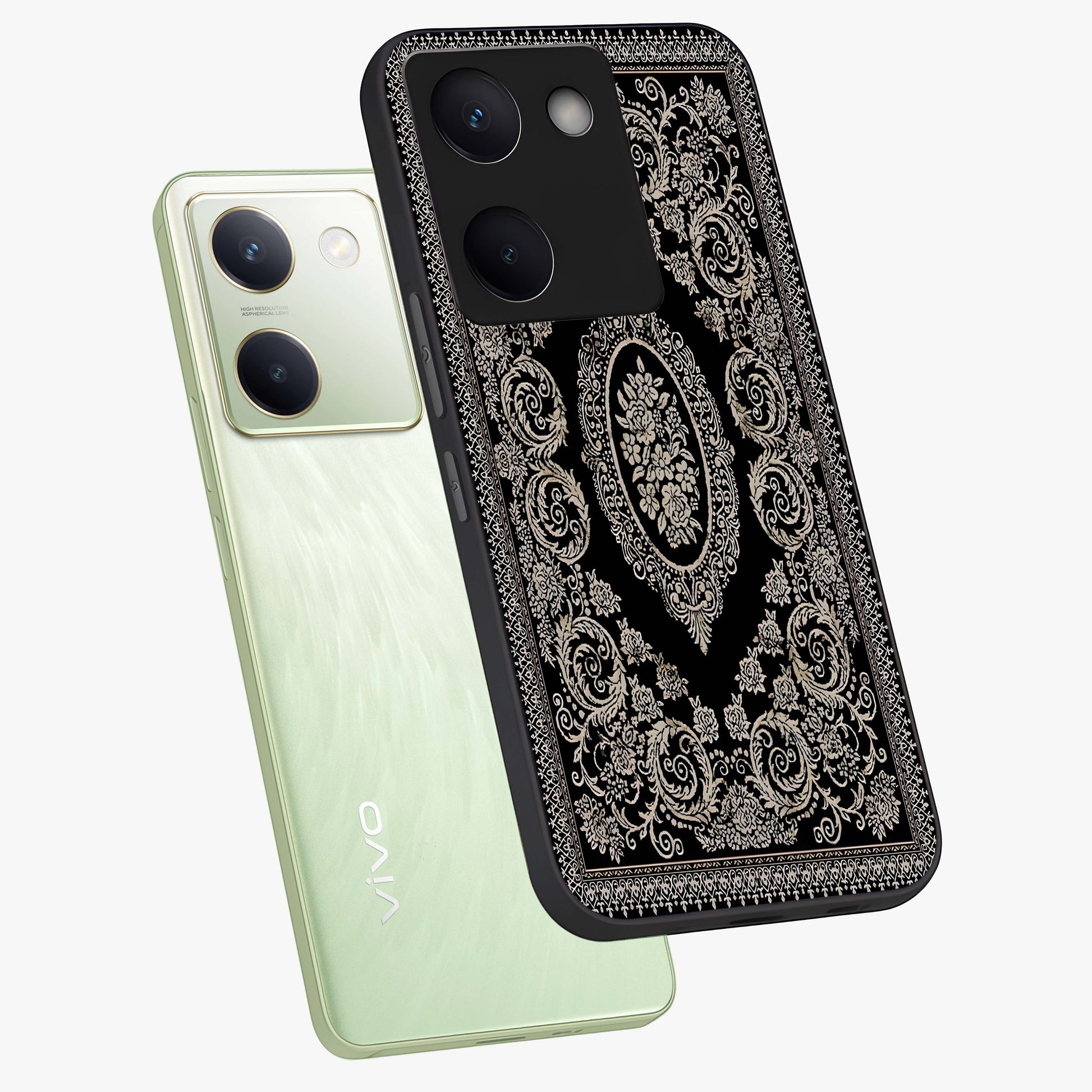 Noir Bloom Elegance Glass Case displayed in angled mockup highlighting refined flower design with stylish noir aesthetic.