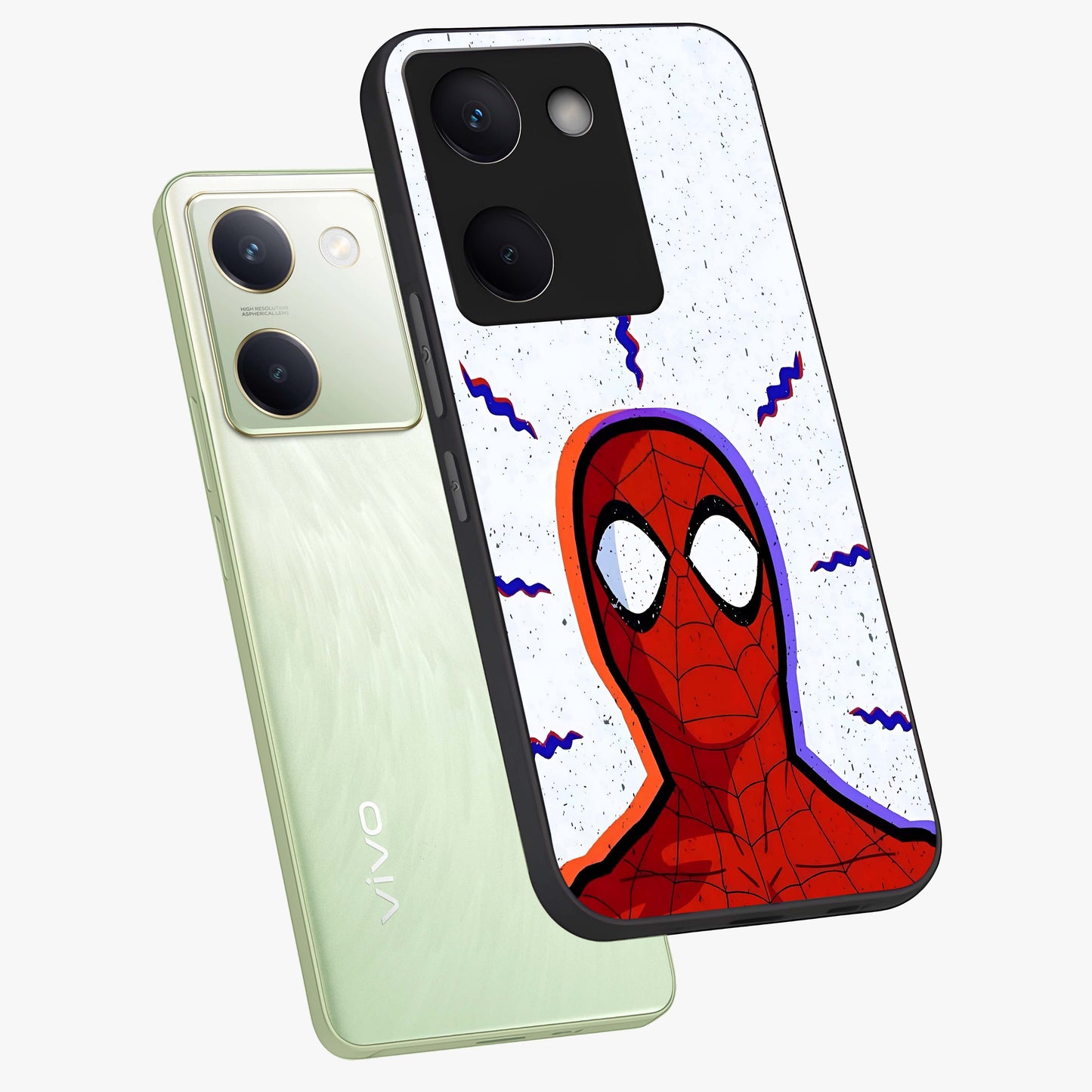 Omg Spiderman Glass Case displayed in angled mockup highlighting dynamic hero illustration with action comic aesthetic.