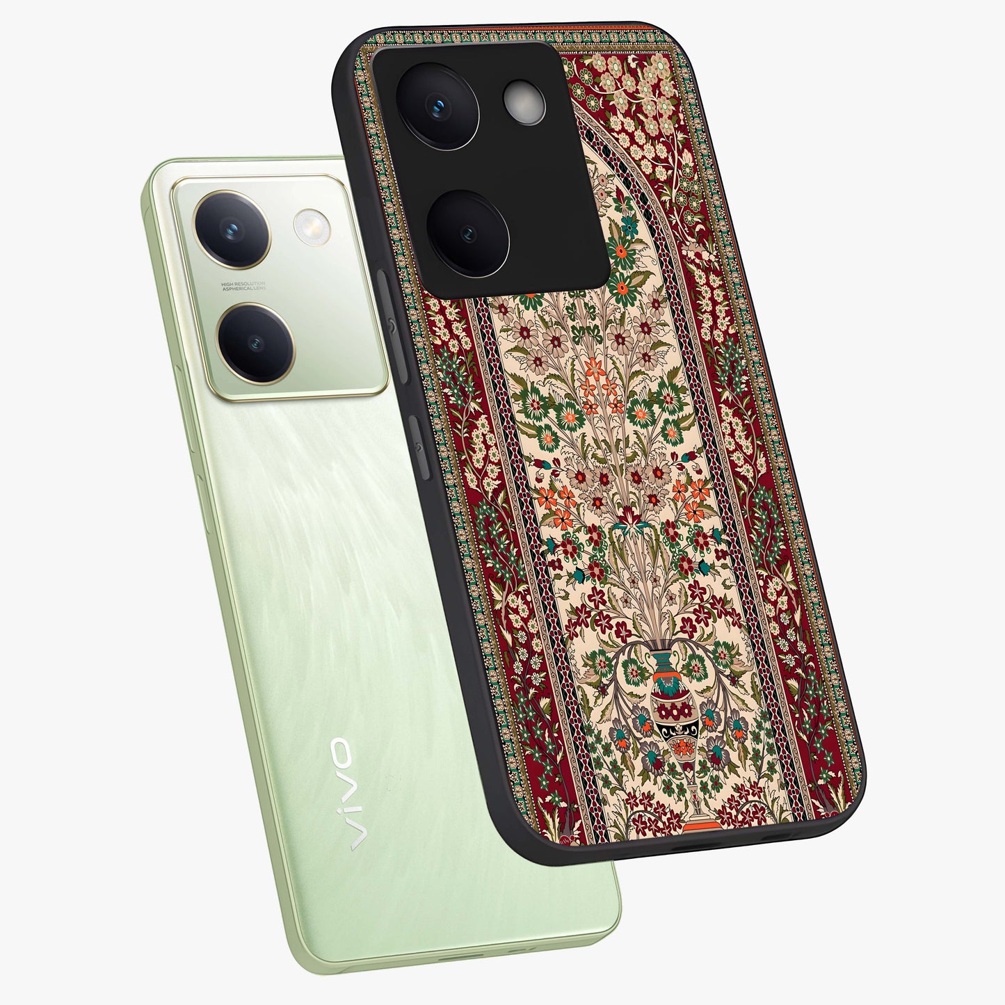 Persian Inspired Glass Case displayed in angled mockup highlighting intricate traditional design with elegant cultural aesthetic.