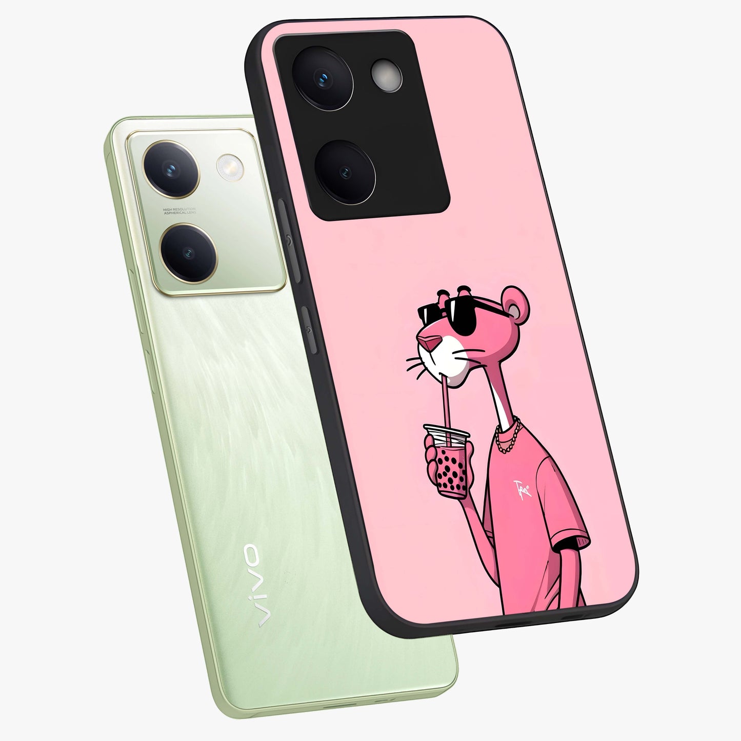 Pink Panther Glass Case displayed in angled mockup highlighting playful cartoon character design with vibrant pink aesthetic.