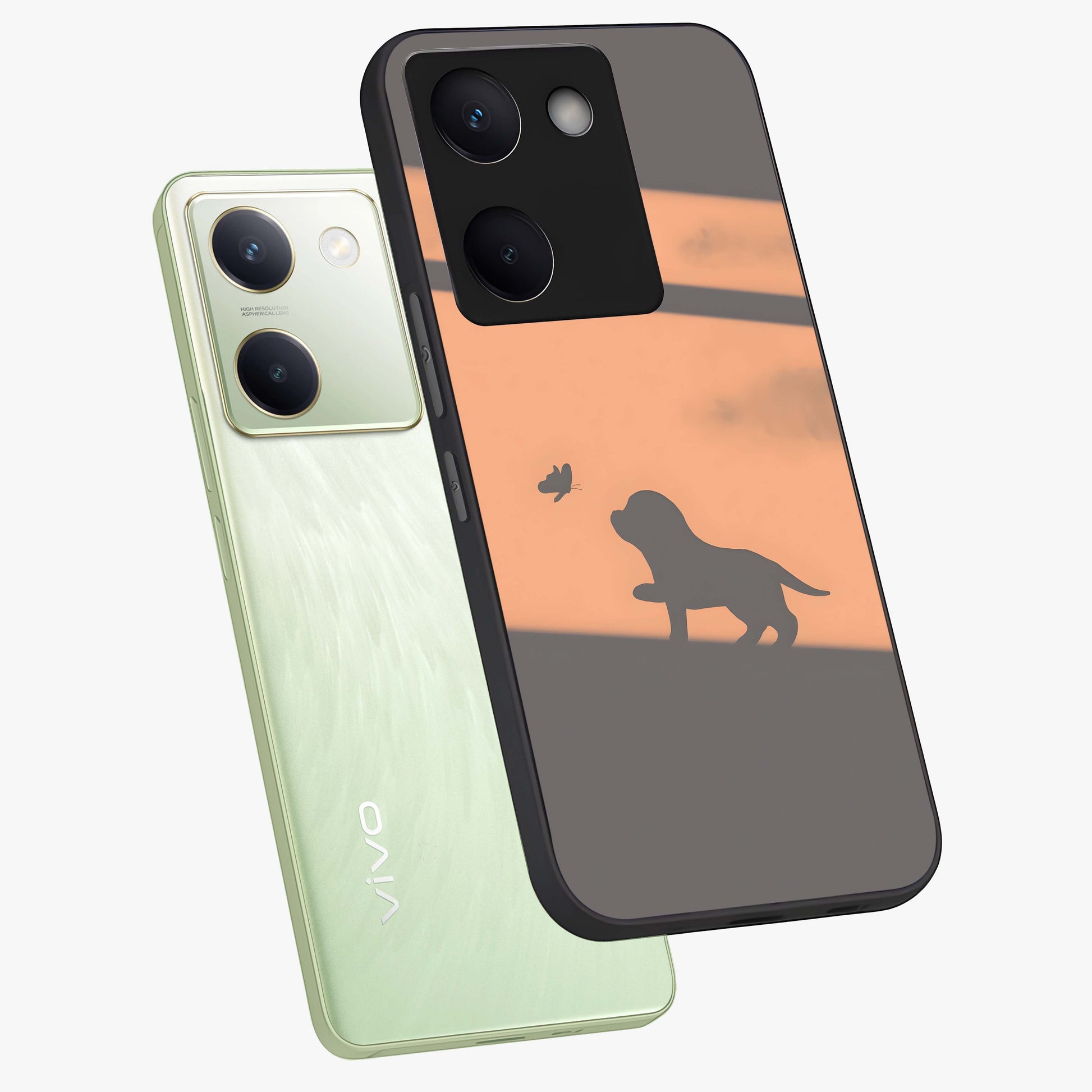 Puppy Shadow Art Glass Case displayed in angled mockup highlighting playful dog illustration with artistic shadow aesthetic.