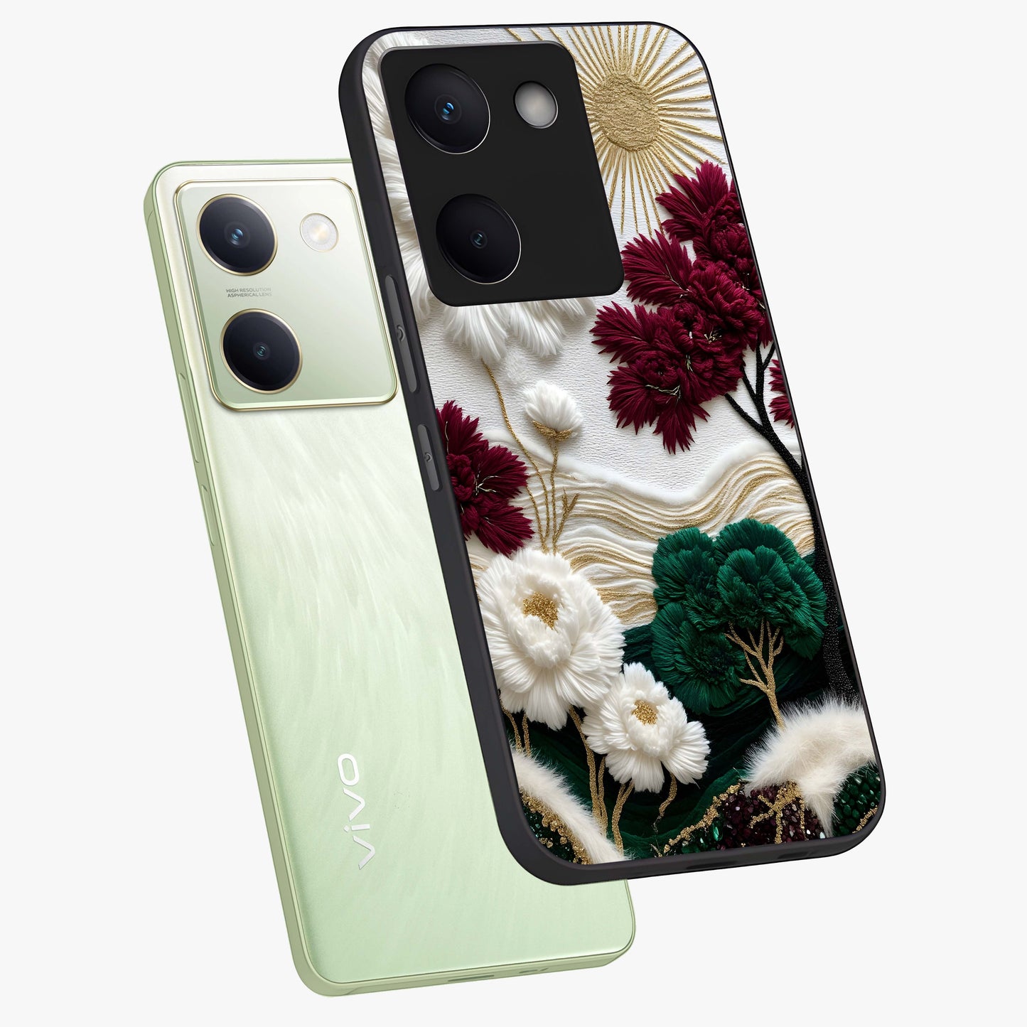 Radiant Bloom Elegance Glass Case displayed in angled mockup highlighting graceful floral design with radiant aesthetic style.