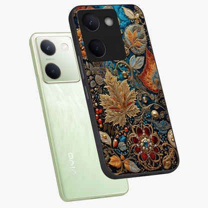 Royal Jewel Garden Glass Case displayed in angled mockup highlighting vibrant jewel inspired floral design with elegant aesthetic.