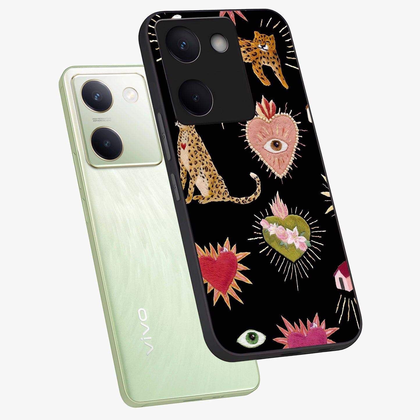 Sacred Jungle Heart Glass Case displayed in angled mockup highlighting lush tropical design with natural aesthetic style.