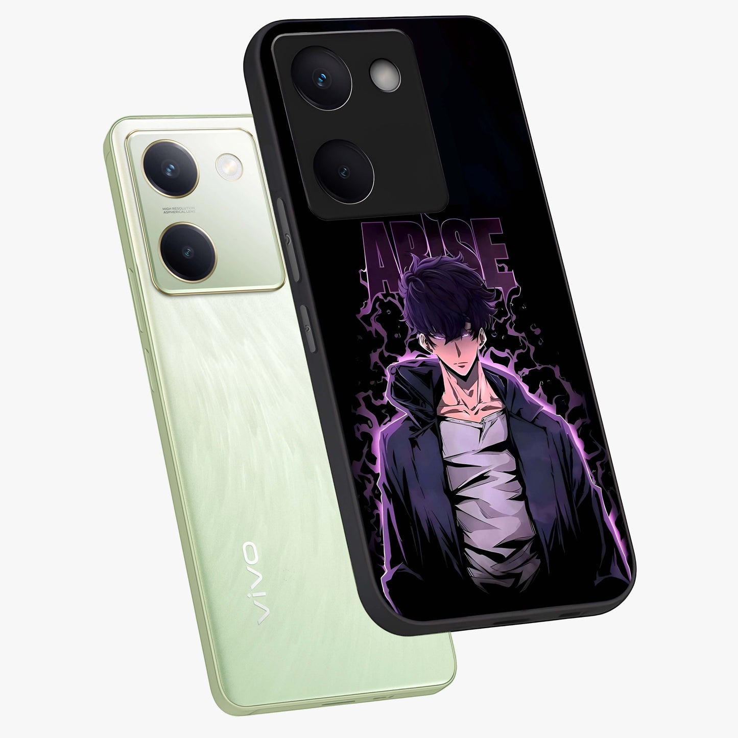 Shadow Monarch Awakening Glass Case displayed in angled mockup highlighting dramatic shadow warrior design with fantasy aesthetic.