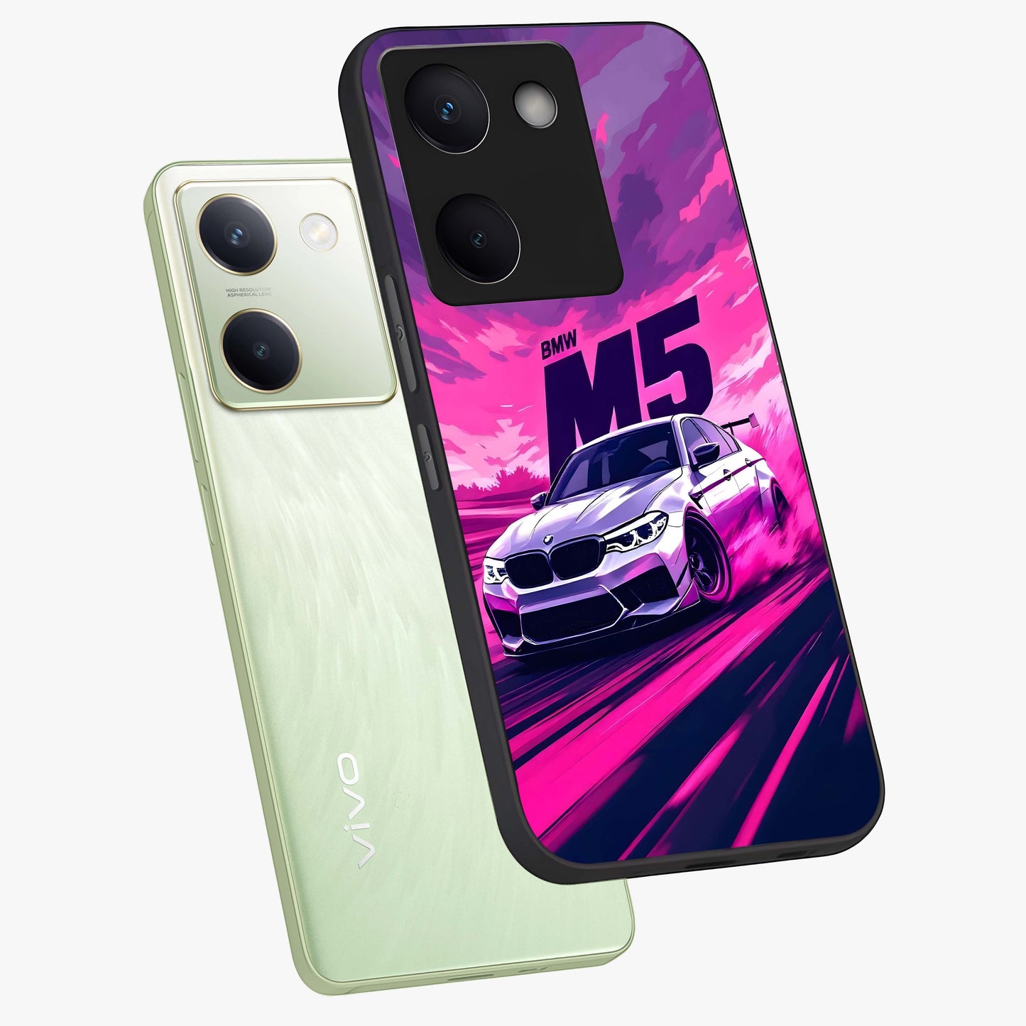Velocity Drift Pulse Glass Case displayed in angled mockup highlighting dynamic drift design with sporty automotive aesthetic.