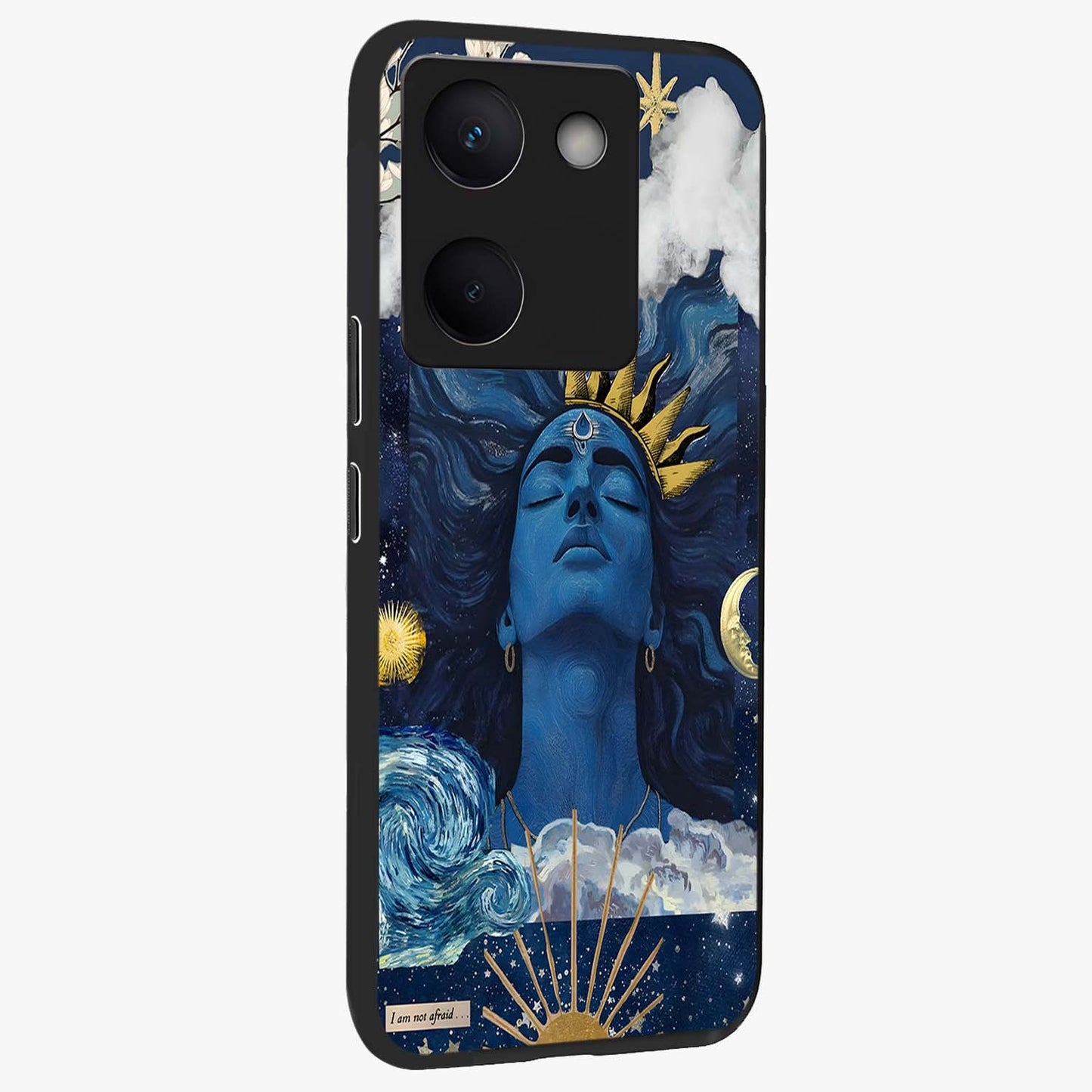 Aesthetic Lord Shiva Glass Case upright view showcasing powerful Lord Shiva artwork with devotional theme.