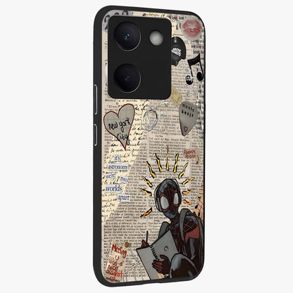 City Dream Sketch Glass Case upright view showcasing urban skyline artwork with stylish hand drawn design.