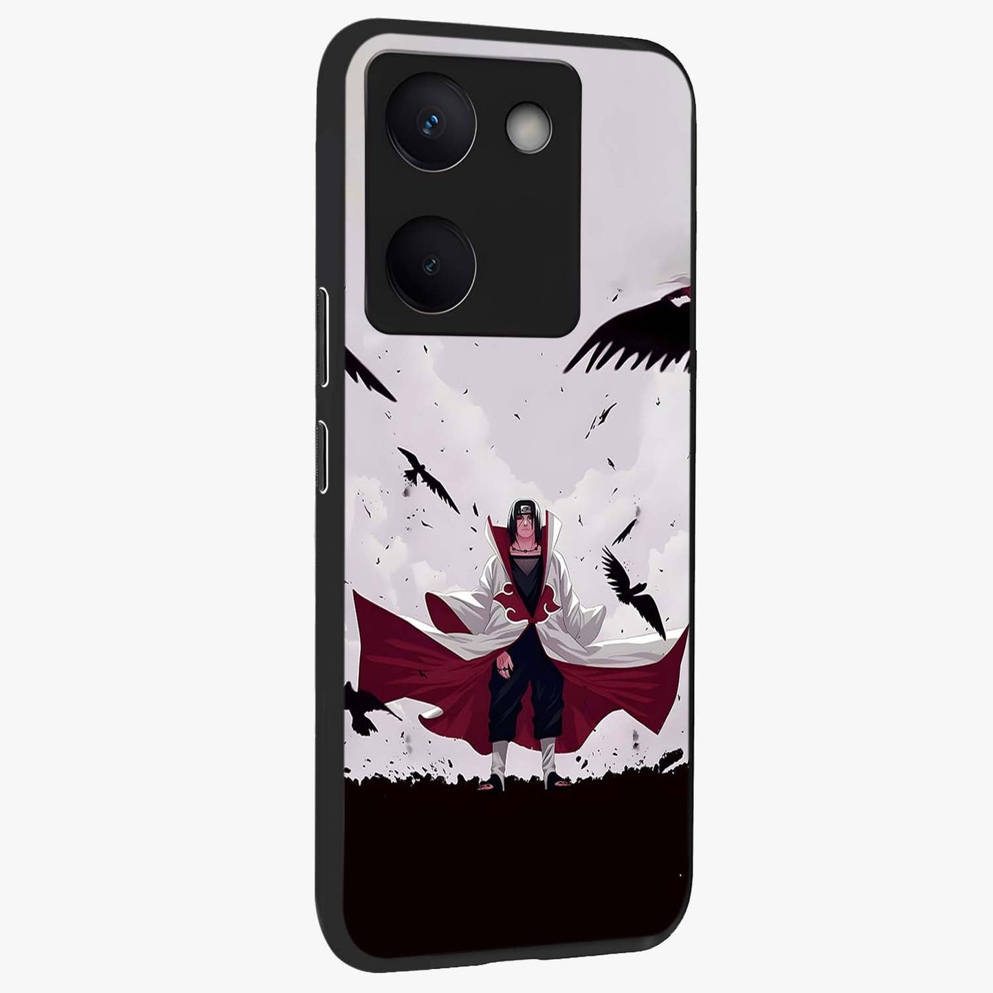Crimson Crow Ascension Glass Case upright view showcasing dramatic crow artwork with bold gothic theme.
