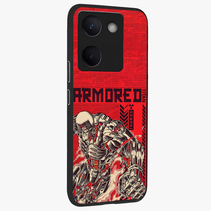 Crimson Mecha Titan Glass Case upright view showcasing dynamic robotic titan design with sci-fi inspired theme.