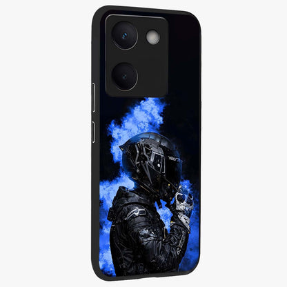 Cyber Sentinel Protocol Glass Case upright view showcasing advanced cyber sentinel artwork with futuristic tech theme.