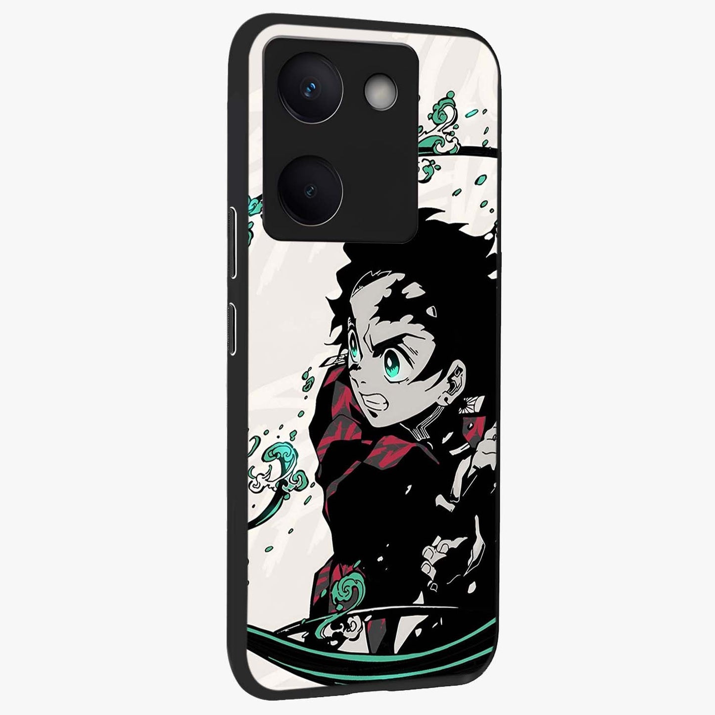 Demon Slayer Glass Case upright view showcasing powerful anime artwork with intense warrior theme.