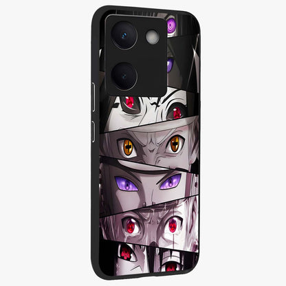Eyes of Destiny Glass Case upright view showcasing symbolic eye artwork with dramatic artistic theme.