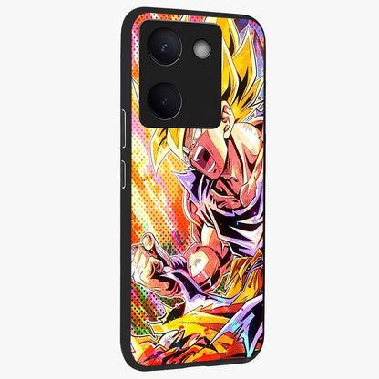 Firing Goku Glass Case upright view showcasing energetic anime artwork with bold warrior theme.