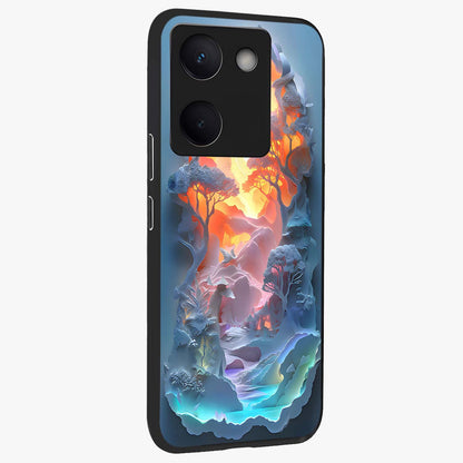 Glow Forest Portal Glass Case upright view showcasing enchanted forest portal artwork with fantasy nature theme.