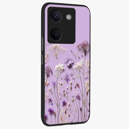 Lavender Blossom Dream Glass Case upright view showcasing delicate lavender blossom artwork with peaceful floral theme.