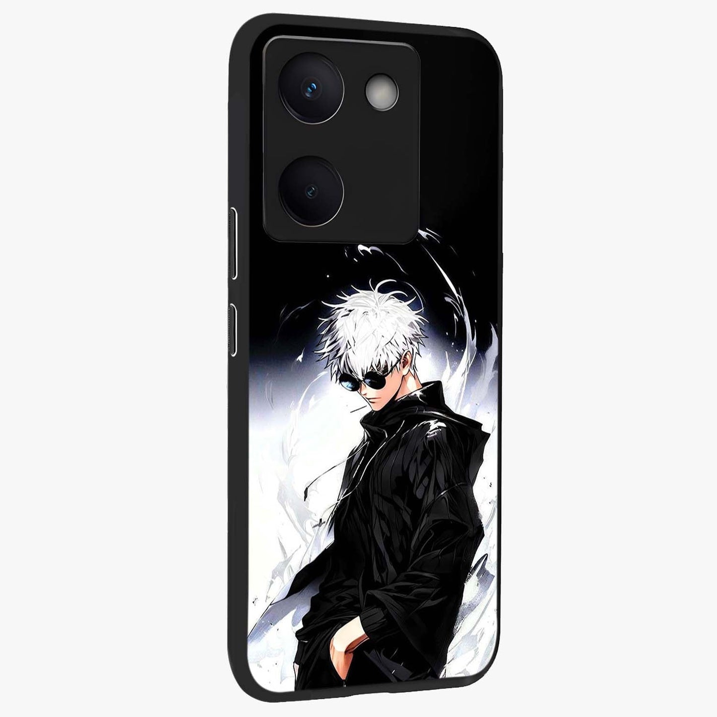 Limitless Shadow King Glass Case upright view showcasing bold shadow warrior artwork with epic fantasy theme.