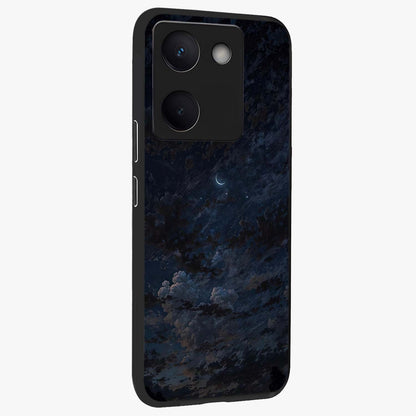 Lunar Veil Silence Glass Case upright view showcasing calm moon themed artwork with serene night atmosphere.