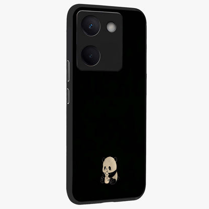 Midnight Panda Love Glass Case upright view showcasing charming panda artwork with playful romantic theme.